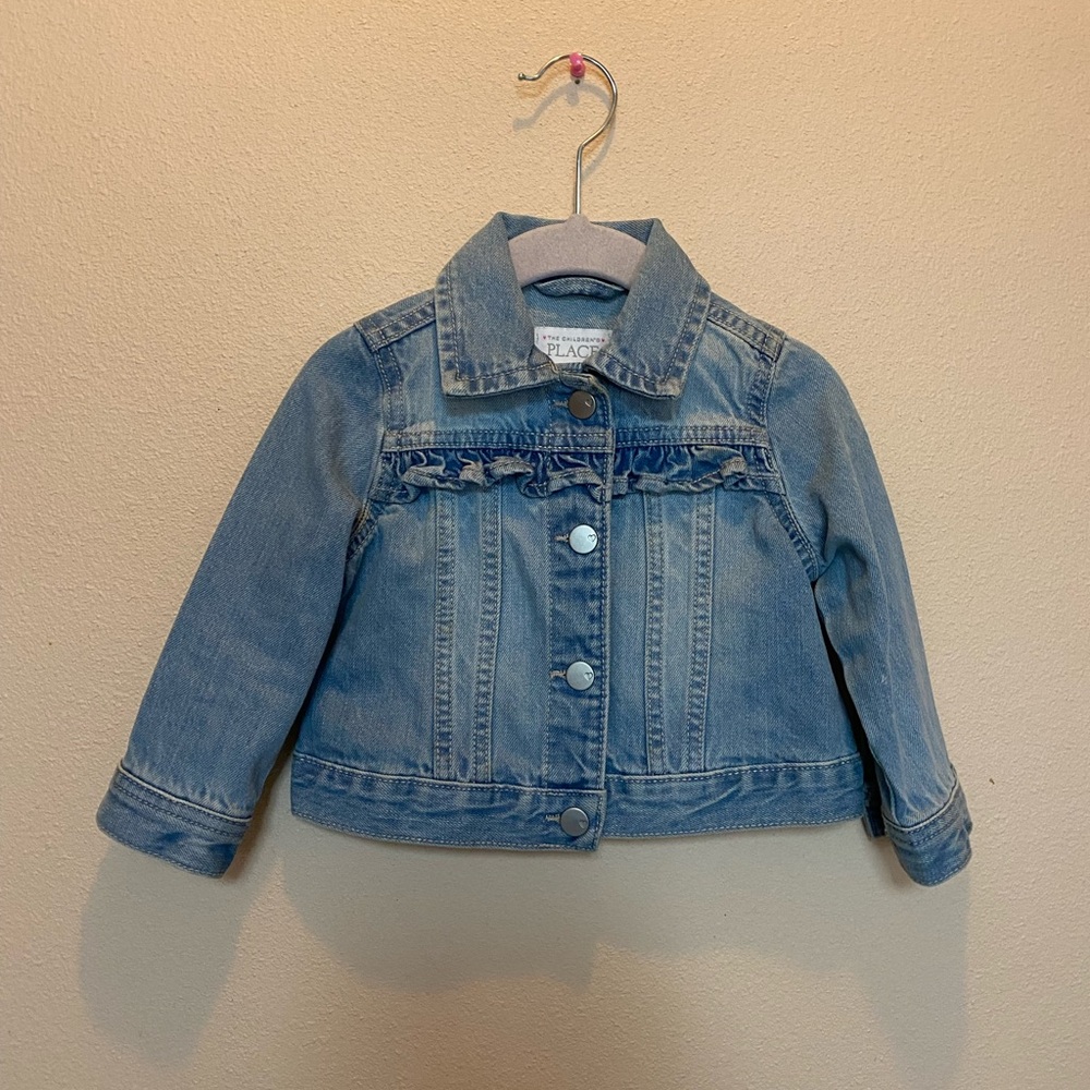 The Children's Place Blue Denim Jacket with Ruffle